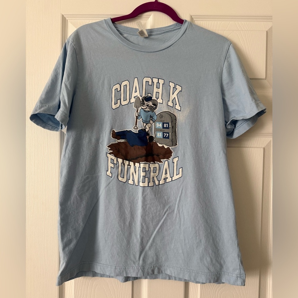 Barstool sports Duke UNC coach k funeral shirt